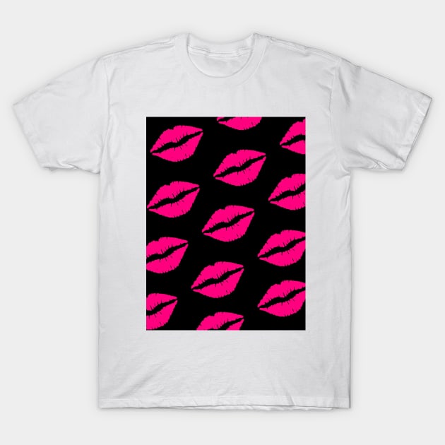 Pink and Black Lips Kiss T-Shirt by madihaagill@gmail.com